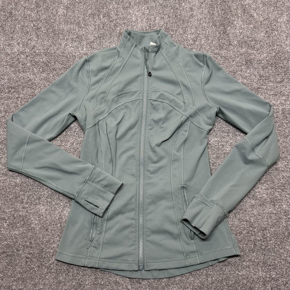 Lululemon Define Jacket Womens 8 Green Slim Fit Full Zip Thumbholes Running Yoga